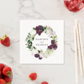 ダークプラムフローラ |パーソナライズされた結婚s スタンダードカクテルナプキン (インサイチュ)