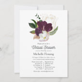 ダークプラムベルベットとホワイト春バーチャルシャワー 招待状 (正面)