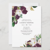 ダークプラムベルベット&ホワイト春ブライダルシャワー 招待状 (正面)