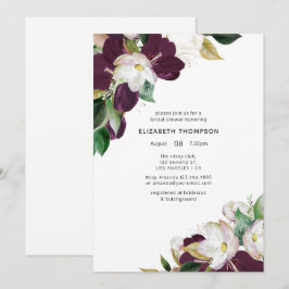 ダークプラムベルベット&ホワイト春ブライダルシャワー 招待状