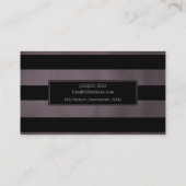 ダークプラムマウヴ&ブラックストライプズシックモダングラム 名刺 (裏面)