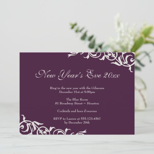 ダークプラム華美フェスティバルパーティーお祝い 招待状 (スタンド正面)