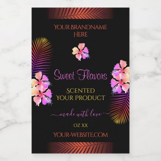 ダークプロダクトラベルエキゾチックなレインボーハワイの花 フードラベル (シングルラベル)