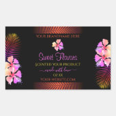 ダークプロダクトラベルエキゾチックなレインボーハワイの花 長方形シール (正面)