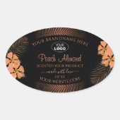 ダークプロダクトラベルオレンジ色のエキゾチックな花ロゴを追加 楕円形シール (正面)