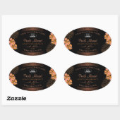 ダークプロダクトラベルオレンジ色のエキゾチックな花ロゴを追加 楕円形シール (シート)