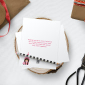 ダークヘアのピンクのクリスマスガール格言 すてき シーズンカード