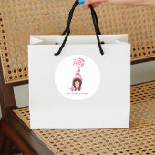 ダークヘアのピンクのクリスマスガール格言 すてき ラウンドシール