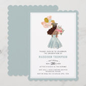 ダークヘアウォーター色の甘いダークスキンガール 招待状 (正面/裏面)