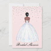 ダークヘアスキンブライドイラストレーションブライダルシャワー 招待状 (正面)