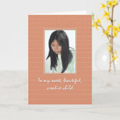 ダークヘアドーターガール誕生日 カード (黄色い花)