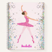 ダークヘアピンクグリッタードレスバレリナピンククラウン ノートブック (正面)
