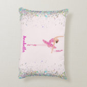 ダークヘアピンクグリッタードレスピルーエットバレリーナ アクセントクッション (裏面(縦))