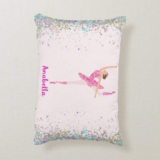 ダークヘアピンクグリッタードレスピルーエットバレリーナ アクセントクッション (裏面(縦))