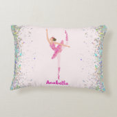 ダークヘアピンクグリッタードレスピルーエットバレリーナ アクセントクッション (裏面)