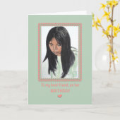 ダークヘアフレンドパンデミック最高の誕生日 カード (黄色い花)