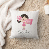 ダークヘアライトスキンピンクチアリーティング応援 クッション (ブランケット)