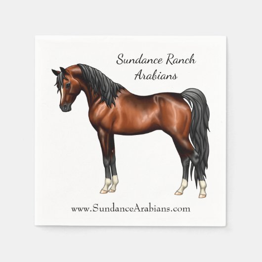 ダークベイエジプトアラビアンホース スタンダードカクテルナプキン (正面)