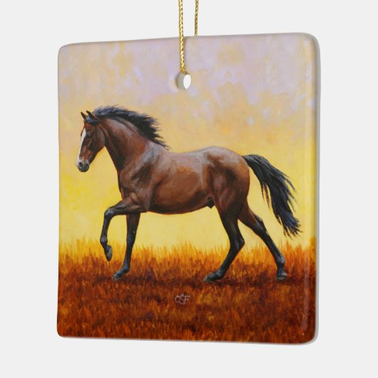 ダークベイスタリオンホースギャロッピング セラミックオーナメント (左)