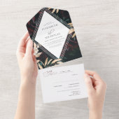 ダークベルベットブルゴーニュバラ 秋の冬の結婚式 オールインワン招待状 (貼ってはがせる)