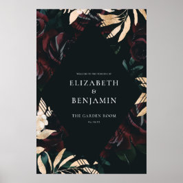 ダークベルベットブルゴーニュバラ |秋結婚の歓迎 ポスター