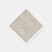 ダークベージュリネン生地ホワイトネームタイムレス スタンダードカクテルナプキン (角)