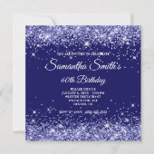 ダークペリウィンクルグリッターインディゴブルー60誕生日 招待状 (正面)