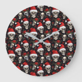 ダークホリデーデコールゴシッククリスマスサンタスカル ラージ壁時計 (正面)