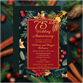 ダークホリデーフローラ結婚75周年記念パーティー 箔招待状
