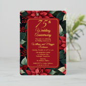 ダークホリデーフローラ結婚75周年記念パーティー 箔招待状 (立ち正面)
