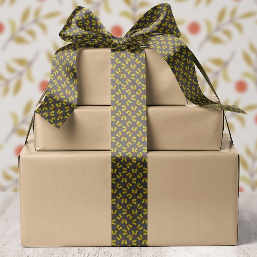 ダークホリーとベリーのクリスマス サテンリボン