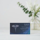 ダークホログラフィッククローム3D医療用カドゥセウス 名刺 (スタンド正面)