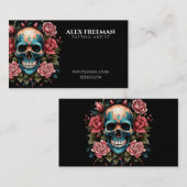 ダークホワイトとティール（緑がかった色）バラスカルタトゥーアーティスト 名刺 (正面/裏面)