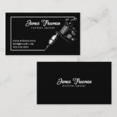 ダークホワイトとブラックタトゥーマシンのタトゥースト 名刺 (正面/裏面)