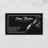 ダークホワイトとブラックタトゥーマシンのタトゥースト 名刺 (正面)