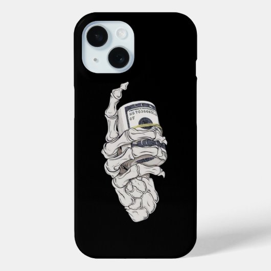 ダークホワイトマネーハンドスケルトンイラストレーション Case-Mate iPhoneケース (裏面)