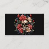 ダークホワイト&ピンクローズスカルタトゥーアーティスト 名刺 (裏面)