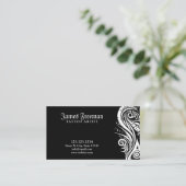 ダークホワイト&ブラックトライバルタトゥーアーティストタトゥースト 名刺 (スタンド正面)