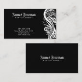 ダークホワイト&ブラックトライバルタトゥーアーティストタトゥースト 名刺 (正面/裏面)