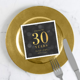 ダークボケ faux gold で「Cheers to 30 Years」30歳の誕生日おめでとう スタンダードカクテルナプキン