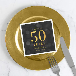 ダークボケ faux gold で「Cheers to 50 Years」誕生日おめでとう スタンダードカクテルナプキン