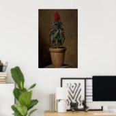 ダークボタニカルな鉢植えの花の静物画 ポスター (ホームオフィス)