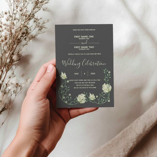 ダークボタニカルアールヌーボー結婚式招待状 招待状