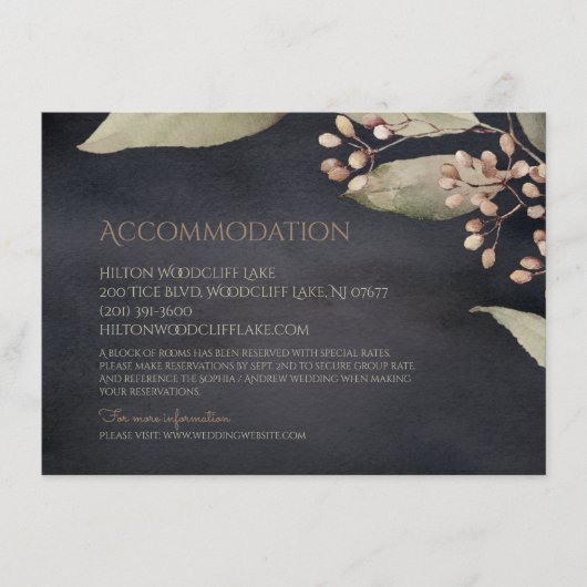 ダークボタニカルグリーンのある素朴な宿泊施設 エンクロージャーカード (正面)