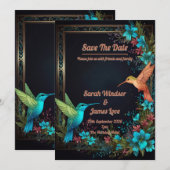 ダークボタニカルハミングバードテーマ 招待状 (正面/裏面)