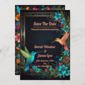 ダークボタニカルハミングバードテーマ 招待状 (正面/裏面)