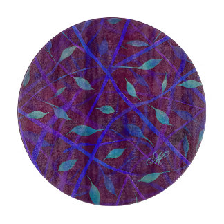 ダークボタニカルブルゴーニュの宝石の葉モノグラム カッティングボード