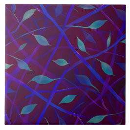 ダークボタニカルブルゴーニュの宝石葉抽象芸術 タイル