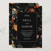 ダークボタニカルロマンチック結婚フローラ 招待状 (正面/裏面)
