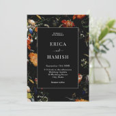 ダークボタニカルロマンティックフラワーウェディング 招待状 (スタンド正面)